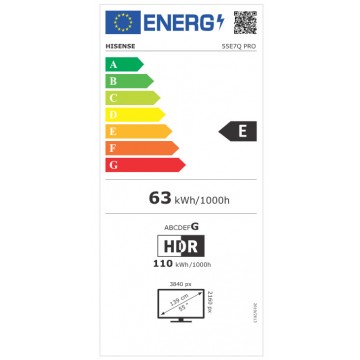 Hisense Smart Τηλεόραση 55" 4K UHD QLED E7Q Pro HDR (2025) 55E7Q Pro